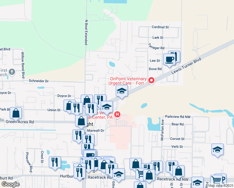 map of restaurants, bars, coffee shops, grocery stores, and more near 1500 Lewis Turner Boulevard in Fort Walton Beach