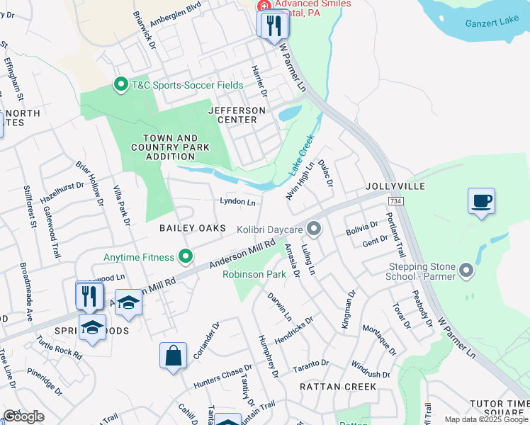 map of restaurants, bars, coffee shops, grocery stores, and more near 13311 Saddlebrook Trail in Austin