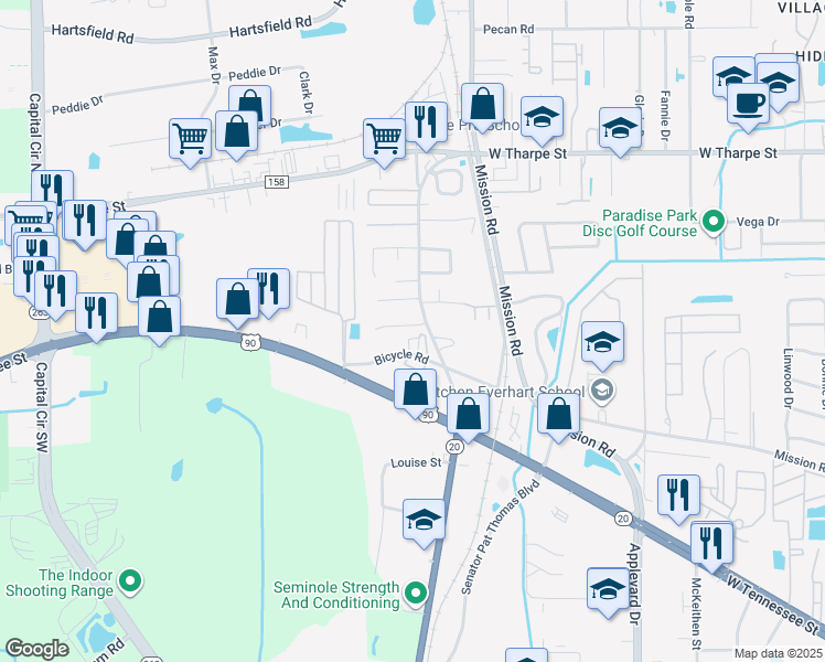 map of restaurants, bars, coffee shops, grocery stores, and more near 3149 Allison Marie Court in Tallahassee