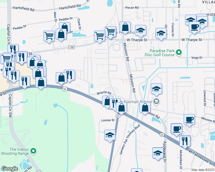 map of restaurants, bars, coffee shops, grocery stores, and more near 3145 Allison Marie Court in Tallahassee