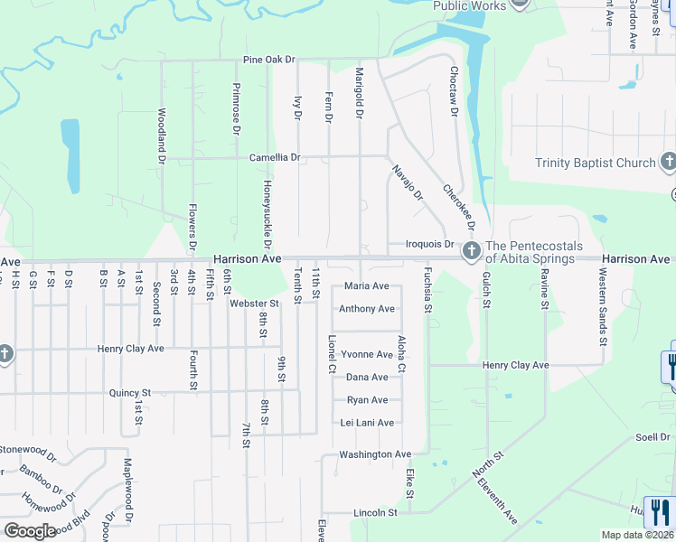 map of restaurants, bars, coffee shops, grocery stores, and more near 406 Maria Avenue in Abita Springs