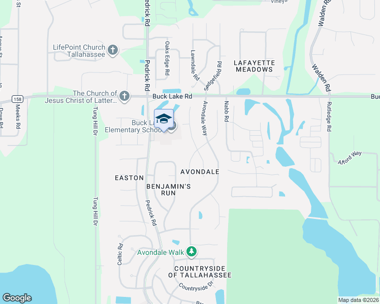 map of restaurants, bars, coffee shops, grocery stores, and more near 1421 Blockford Court West in Tallahassee