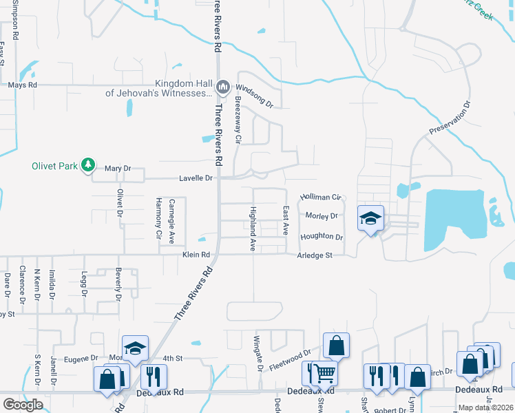 map of restaurants, bars, coffee shops, grocery stores, and more near 12080 Highland Avenue in Gulfport