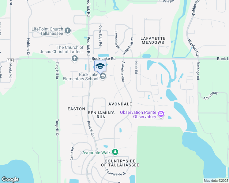 map of restaurants, bars, coffee shops, grocery stores, and more near 1421 Blockford Court West in Tallahassee