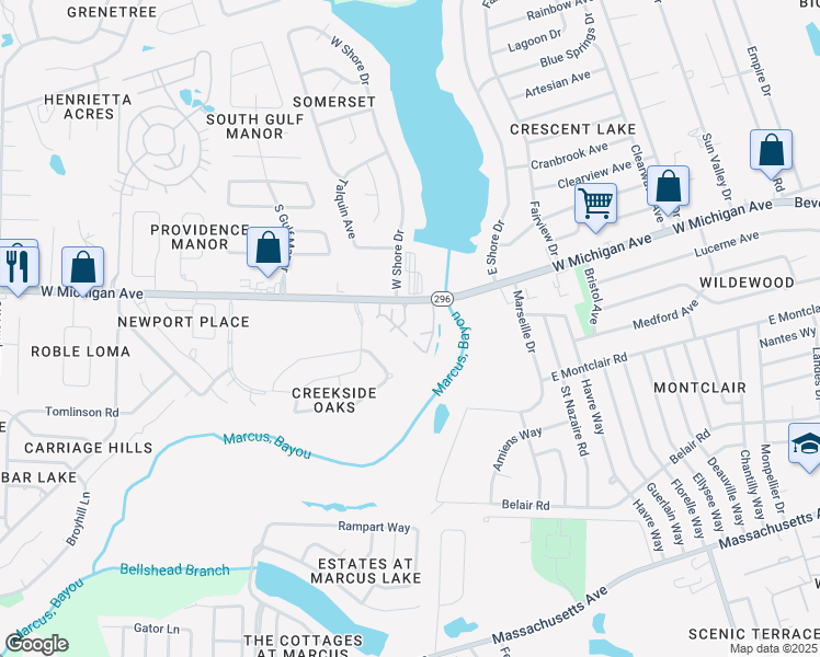 map of restaurants, bars, coffee shops, grocery stores, and more near Unnamed Road in Bellview