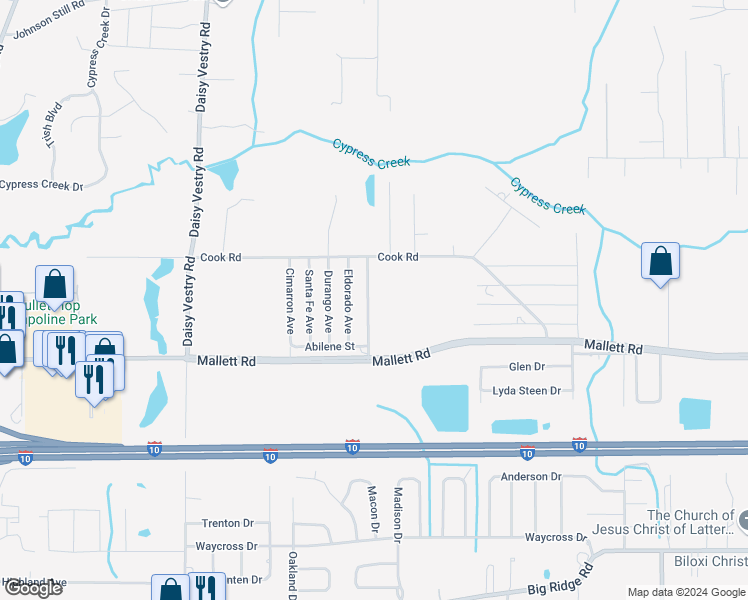 map of restaurants, bars, coffee shops, grocery stores, and more near 8100 Laredo Avenue in Biloxi