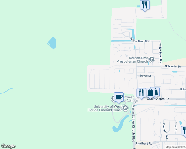 map of restaurants, bars, coffee shops, grocery stores, and more near 1518 Kruse Drive in Fort Walton Beach