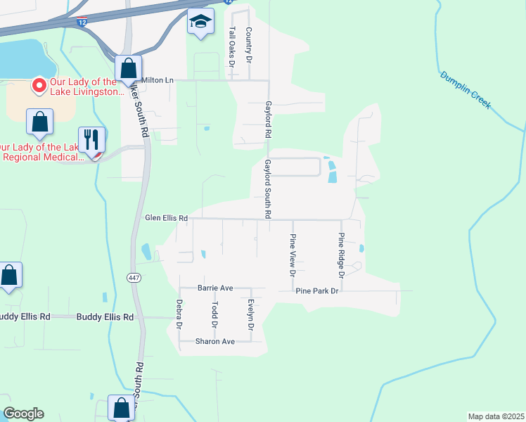 map of restaurants, bars, coffee shops, grocery stores, and more near 26995 Gaylord South Road in Walker