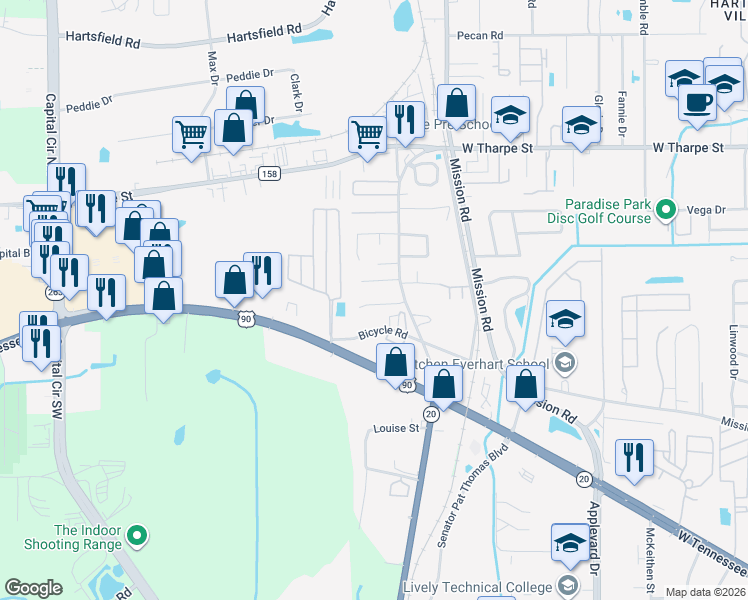 map of restaurants, bars, coffee shops, grocery stores, and more near 3198 Allison Marie Court in Tallahassee