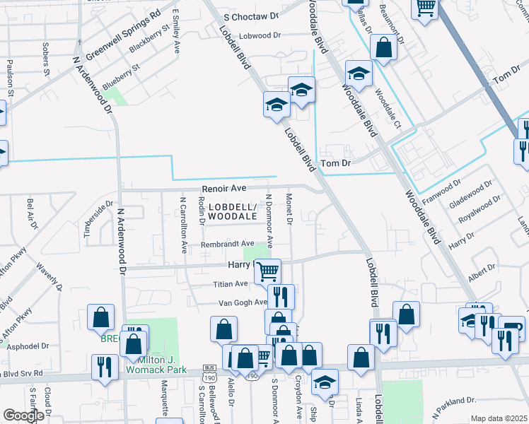 map of restaurants, bars, coffee shops, grocery stores, and more near 1163 North Donmoor Avenue in Baton Rouge