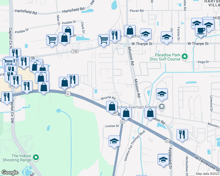 map of restaurants, bars, coffee shops, grocery stores, and more near 3158 Allison Marie Court in Tallahassee