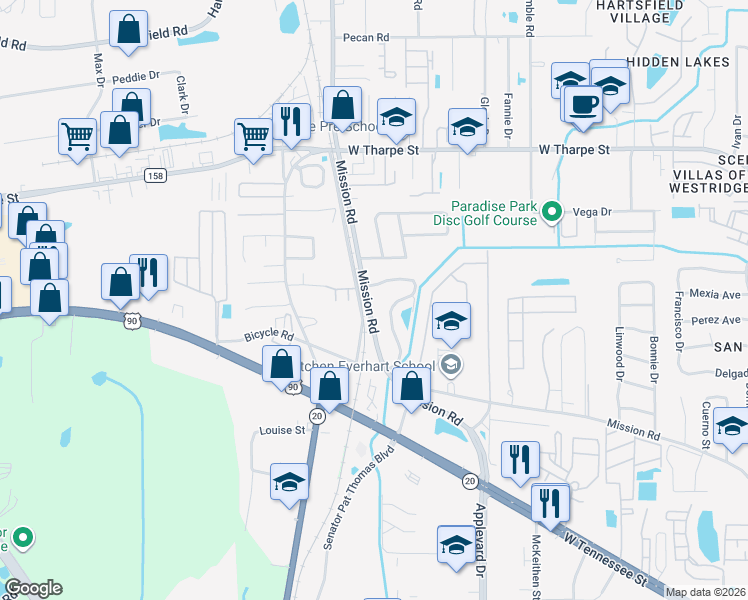 map of restaurants, bars, coffee shops, grocery stores, and more near 2919 Greenon Lane in Tallahassee