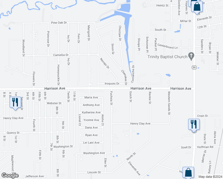 map of restaurants, bars, coffee shops, grocery stores, and more near 138 Iroquois Drive in Abita Springs