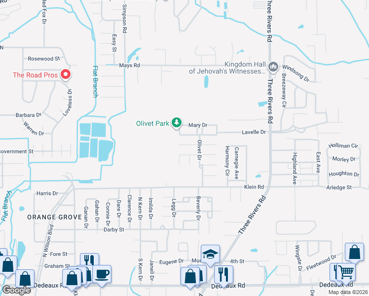map of restaurants, bars, coffee shops, grocery stores, and more near 215 Lavelle Drive in Gulfport