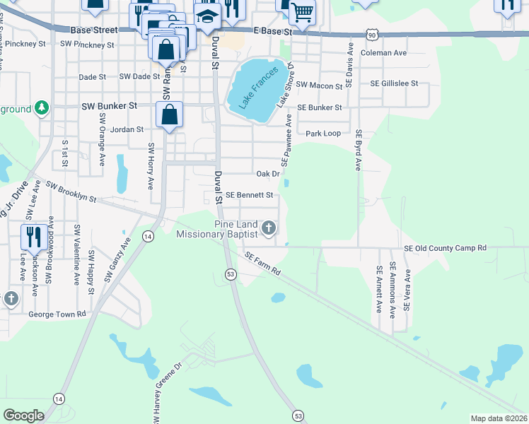 map of restaurants, bars, coffee shops, grocery stores, and more near 234 Southeast Bennett Street in Madison
