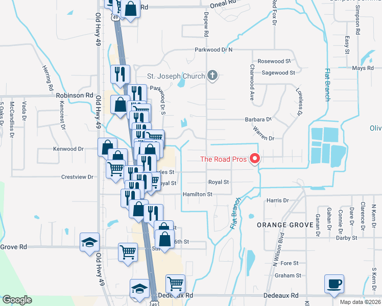 map of restaurants, bars, coffee shops, grocery stores, and more near 15324 Northwood Drive in Gulfport