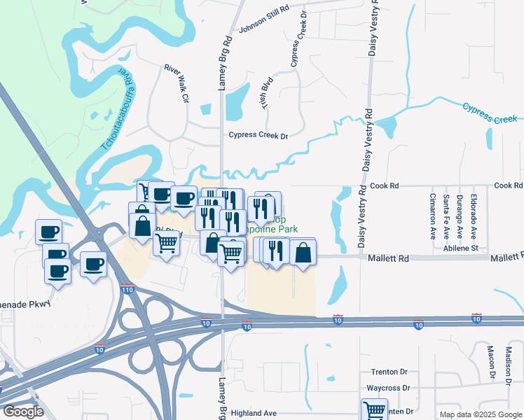 map of restaurants, bars, coffee shops, grocery stores, and more near 3240 Road 113 in D'Iberville