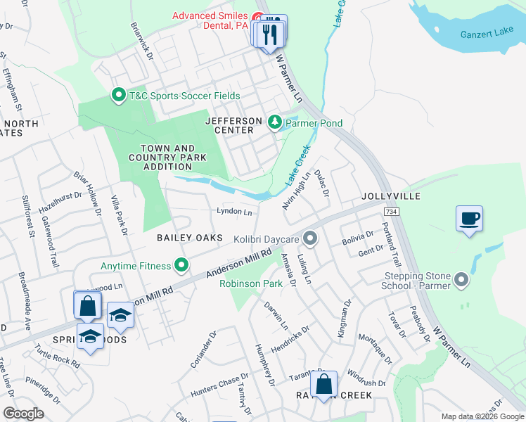 map of restaurants, bars, coffee shops, grocery stores, and more near 13409 Saddlebrook Trail in Austin