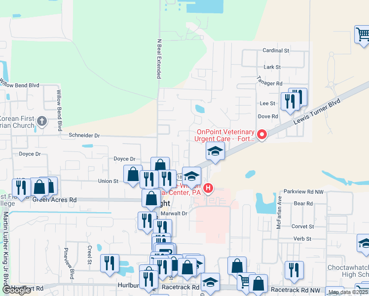 map of restaurants, bars, coffee shops, grocery stores, and more near 1100 Crosswinds Landing in Fort Walton Beach