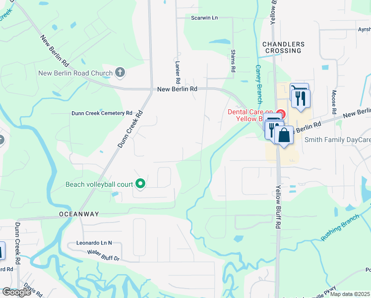 map of restaurants, bars, coffee shops, grocery stores, and more near 12390 Sapp Road in Jacksonville