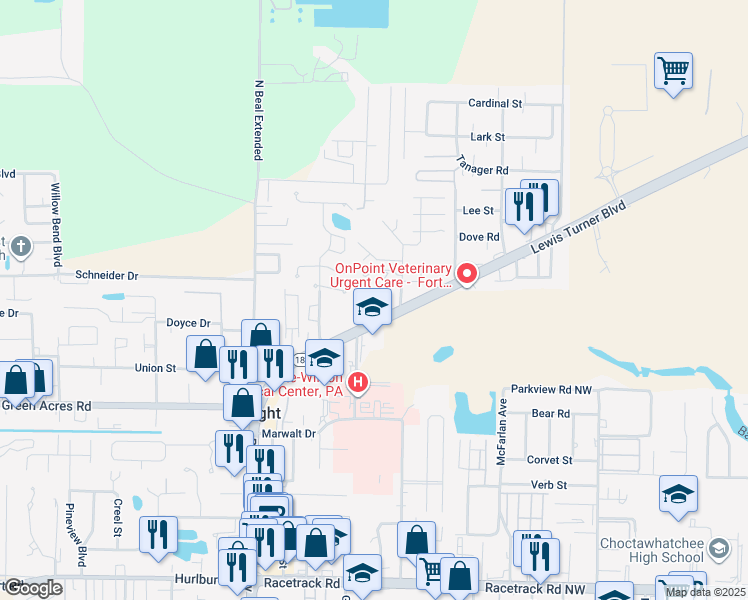map of restaurants, bars, coffee shops, grocery stores, and more near 1500 Lewis Turner Boulevard in Fort Walton Beach