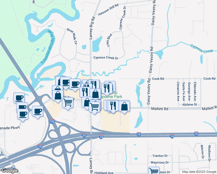 map of restaurants, bars, coffee shops, grocery stores, and more near 3240 Road 113 in D'Iberville