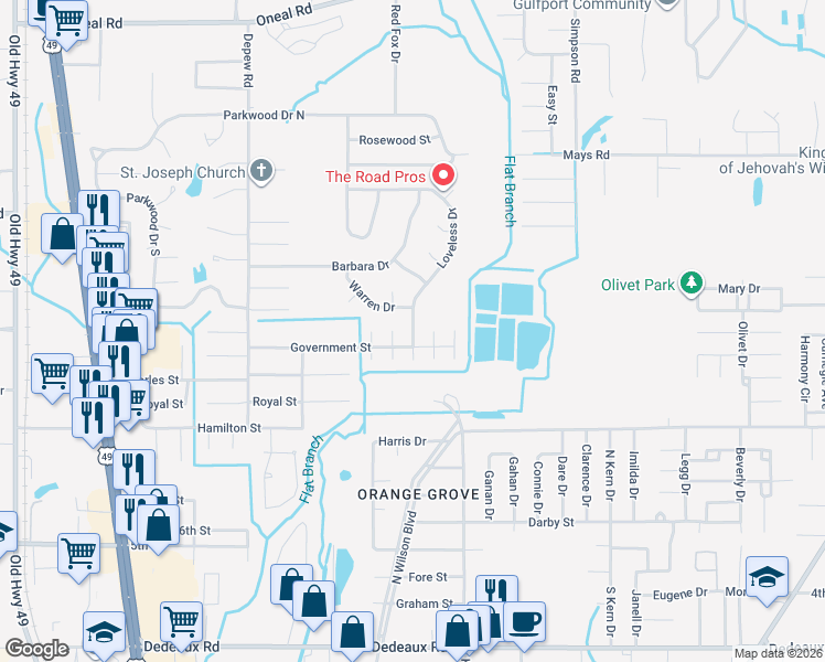 map of restaurants, bars, coffee shops, grocery stores, and more near in Gulfport