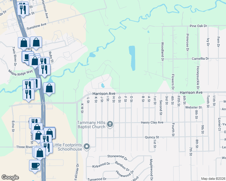 map of restaurants, bars, coffee shops, grocery stores, and more near 20081-20105 Harrison Avenue in Covington