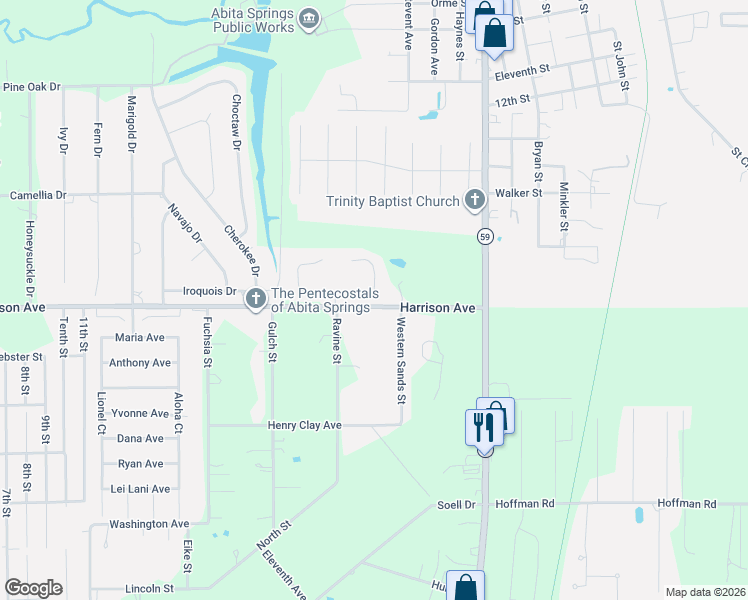 map of restaurants, bars, coffee shops, grocery stores, and more near 132 Emerald Creek West in Abita Springs