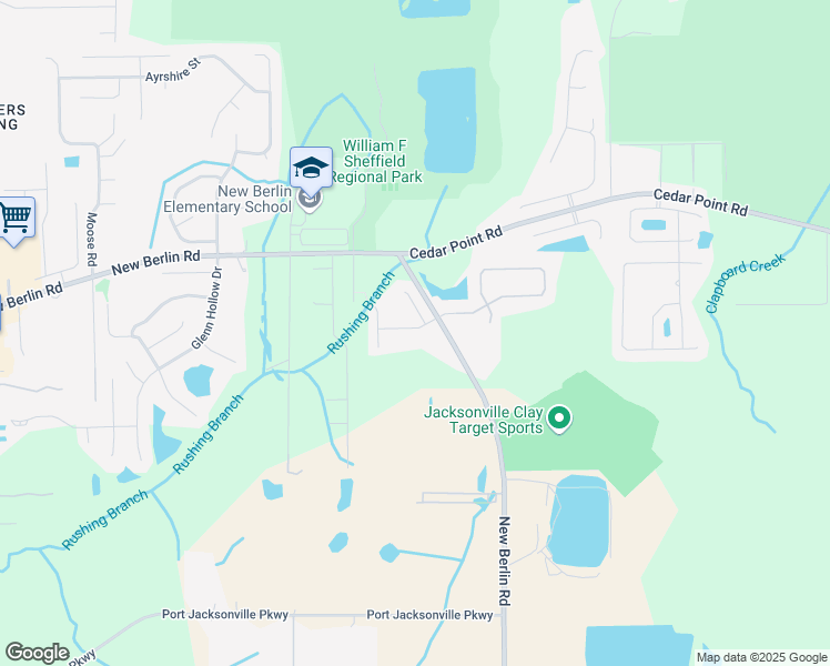 map of restaurants, bars, coffee shops, grocery stores, and more near 3738 American Holly Road in Jacksonville