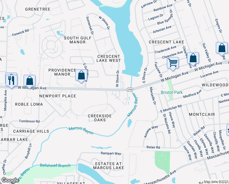 map of restaurants, bars, coffee shops, grocery stores, and more near in Bellview