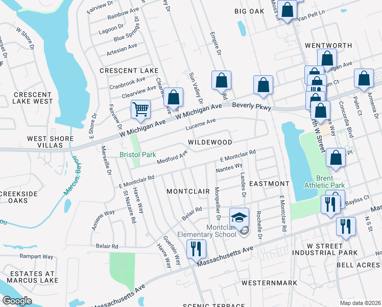 map of restaurants, bars, coffee shops, grocery stores, and more near 937 Fremont Avenue in Pensacola