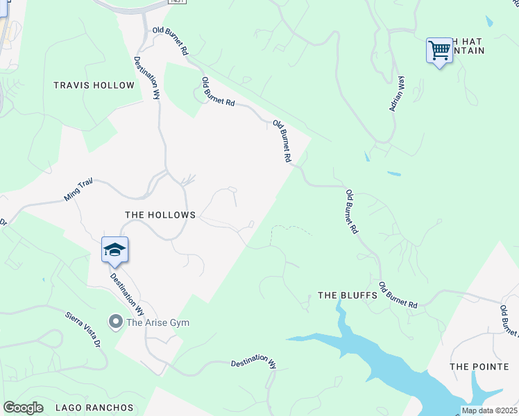 map of restaurants, bars, coffee shops, grocery stores, and more near 7212 Celebration Court in Jonestown