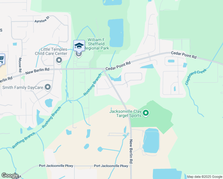 map of restaurants, bars, coffee shops, grocery stores, and more near 3758 American Holly Road in Jacksonville