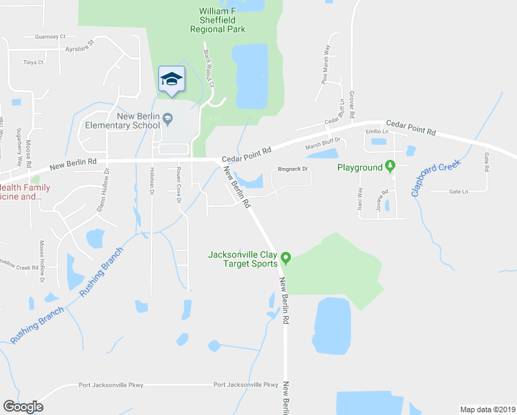 map of restaurants, bars, coffee shops, grocery stores, and more near 12245 New Berlin Road in Jacksonville