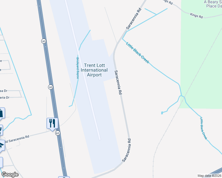map of restaurants, bars, coffee shops, grocery stores, and more near 8354 Saracennia Road in Moss Point