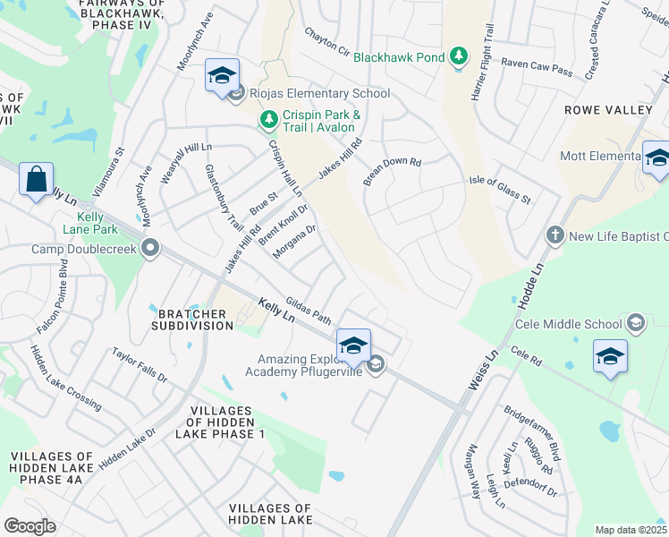 map of restaurants, bars, coffee shops, grocery stores, and more near 19423 Polden Hills Way in Pflugerville