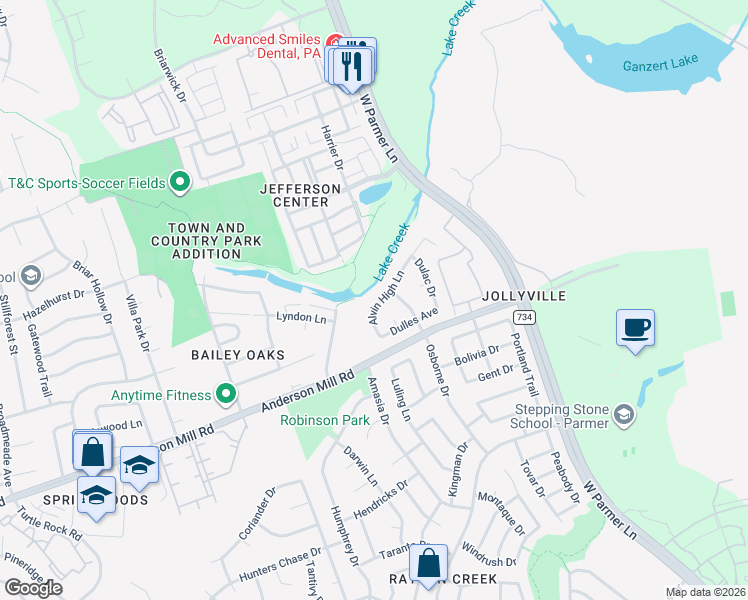 map of restaurants, bars, coffee shops, grocery stores, and more near 8337 Alvin High Lane in Austin