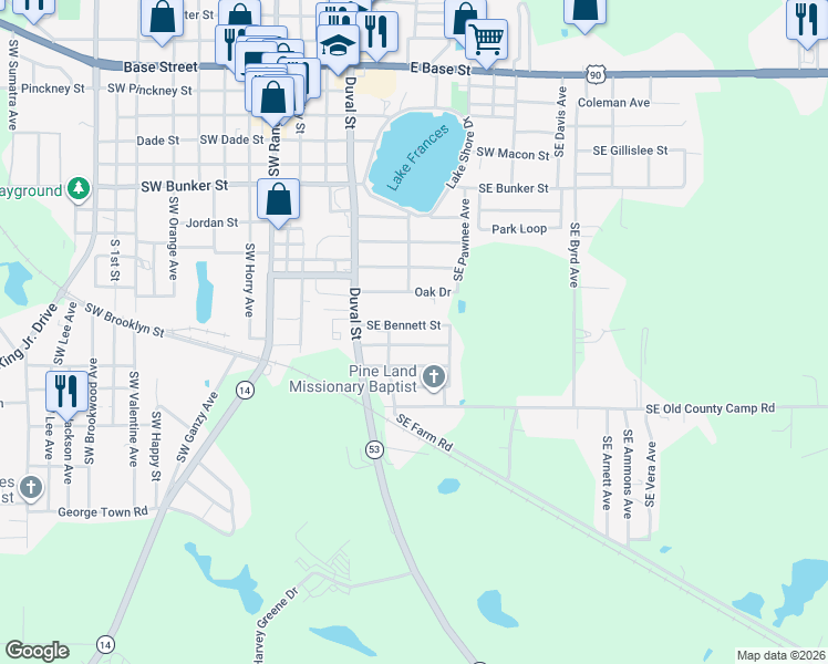map of restaurants, bars, coffee shops, grocery stores, and more near 234 Southeast Bennett Street in Madison