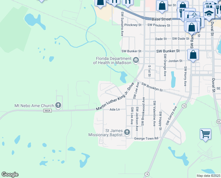 map of restaurants, bars, coffee shops, grocery stores, and more near 290 Southwest Bum Gardener Drive in Madison