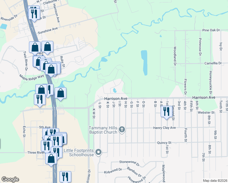 map of restaurants, bars, coffee shops, grocery stores, and more near 4033 Monarch Lane in Covington