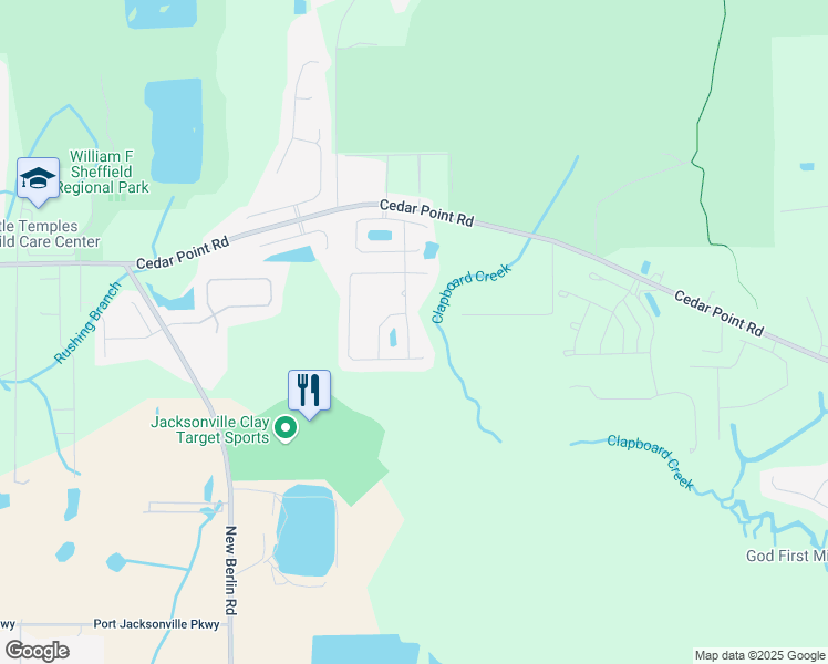 map of restaurants, bars, coffee shops, grocery stores, and more near 12271 Sacha Road in Jacksonville