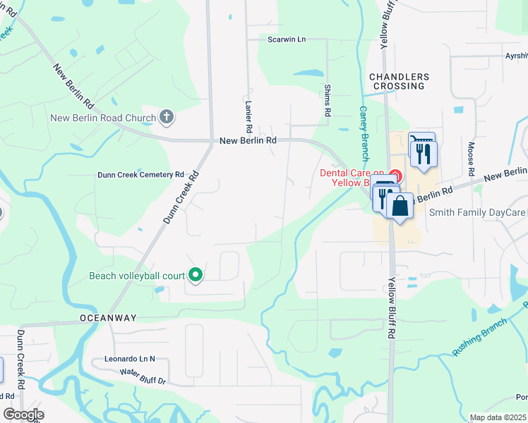 map of restaurants, bars, coffee shops, grocery stores, and more near 12390 Sapp Road in Jacksonville