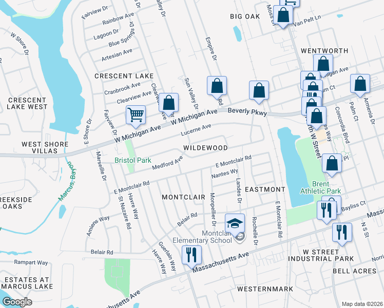 map of restaurants, bars, coffee shops, grocery stores, and more near 932 Fremont Avenue in Pensacola