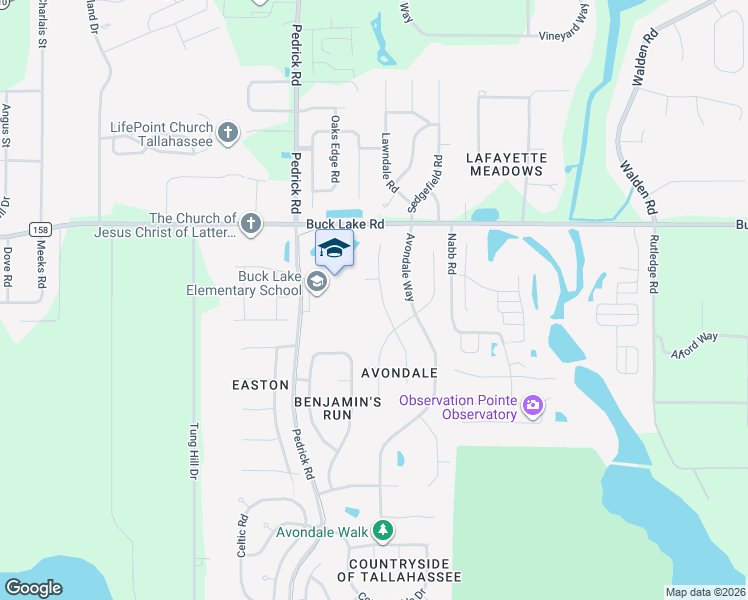 map of restaurants, bars, coffee shops, grocery stores, and more near 1600 Pedrick Road in Tallahassee