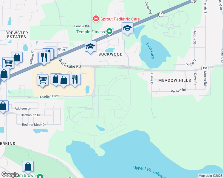 map of restaurants, bars, coffee shops, grocery stores, and more near Fallschase Parkway in Tallahassee