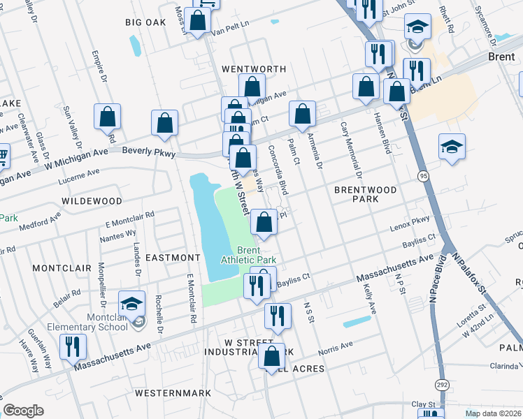 map of restaurants, bars, coffee shops, grocery stores, and more near 4905 Chimes Way in Pensacola