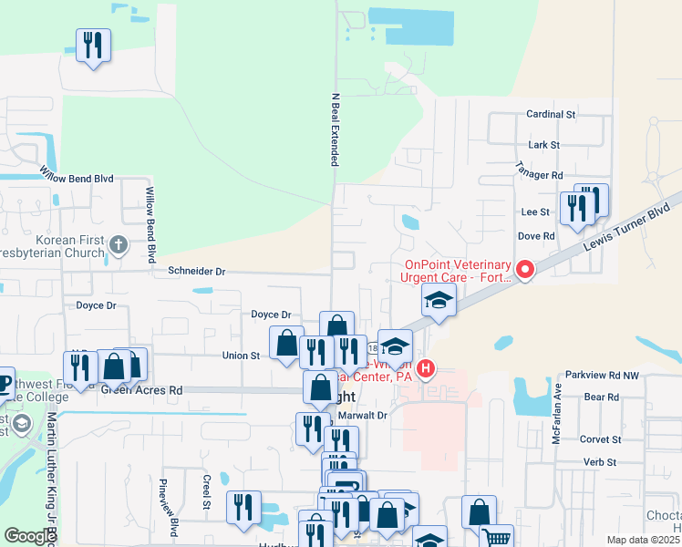 map of restaurants, bars, coffee shops, grocery stores, and more near 1937 Estival Street in Fort Walton Beach