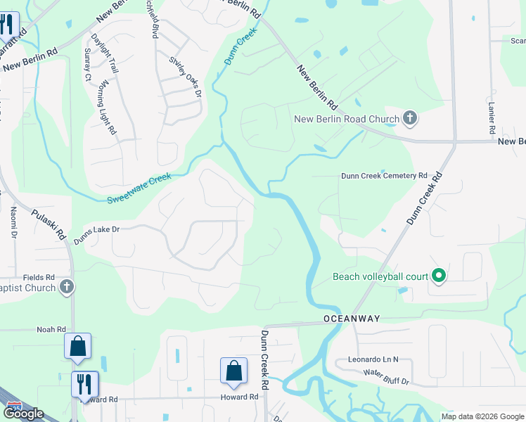 map of restaurants, bars, coffee shops, grocery stores, and more near 12426 Hagan Creek Drive in Jacksonville