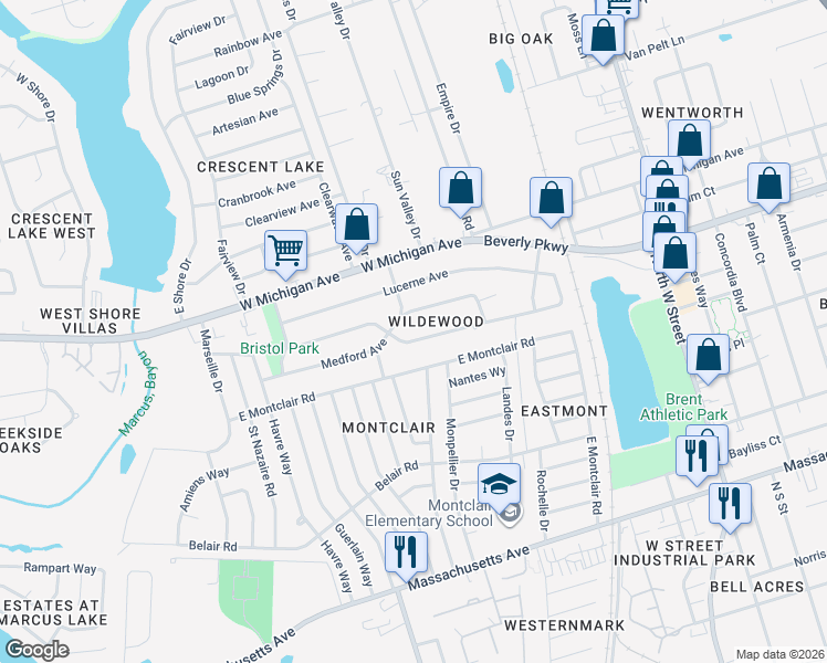 map of restaurants, bars, coffee shops, grocery stores, and more near 932 Fremont Avenue in Pensacola